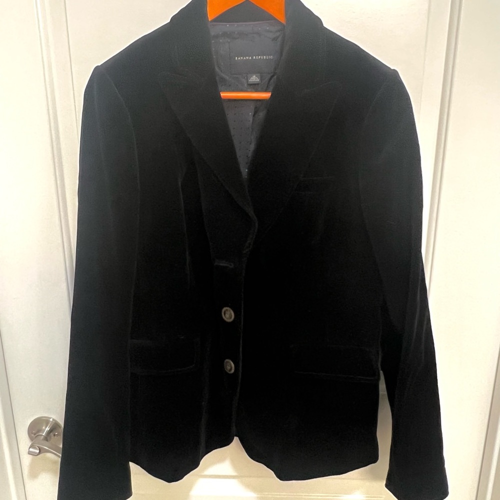 Banana Republic Black Velvet Blazer Size 14